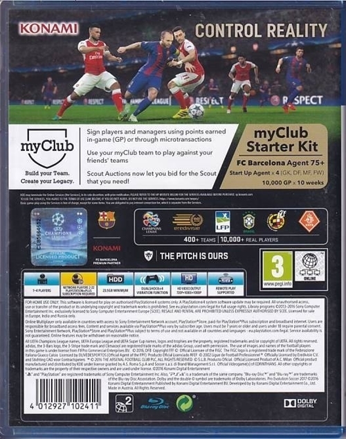 Pro Evolution Soccer - 2017 - PS4 (A Grade) (Genbrug)